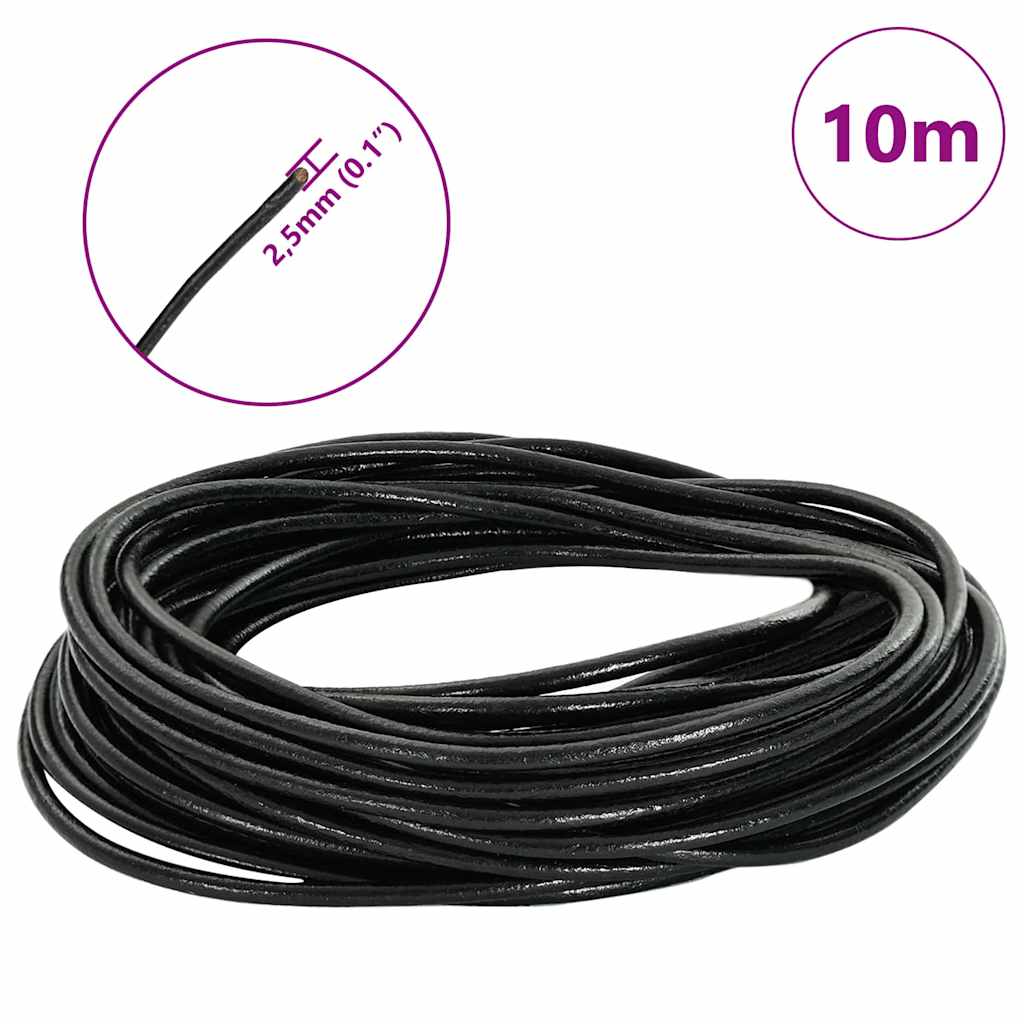 Leather Cord 1 Black Ø2.5 mm x 10 m Leather