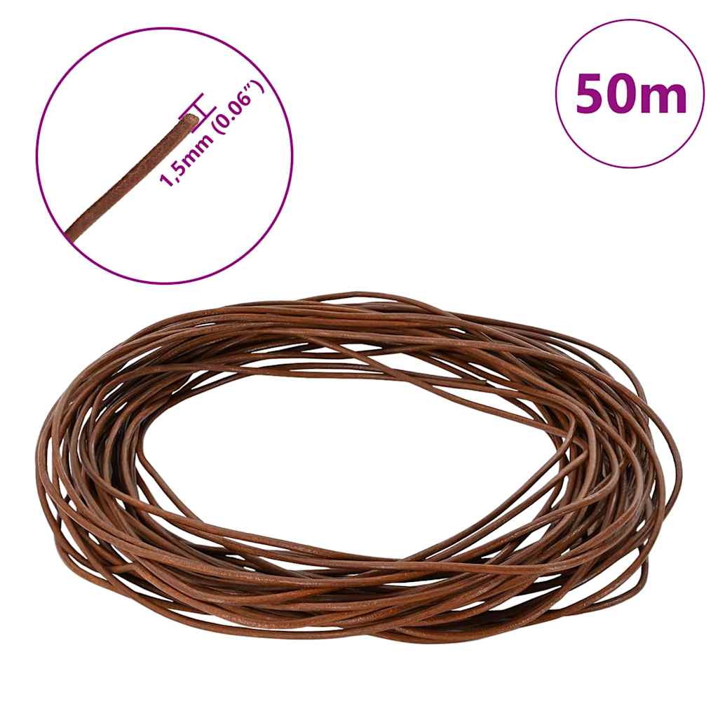 Leather Cord 1 Light Brown Ø1.5 mm x 50 m Leather
