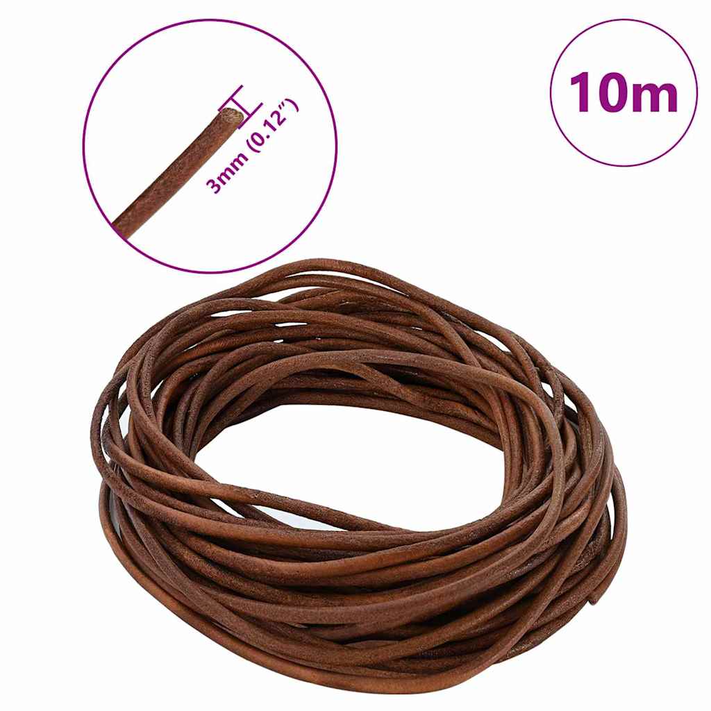 Leather Cord 1 Light Brown Ø3 mm x 10 m Leather