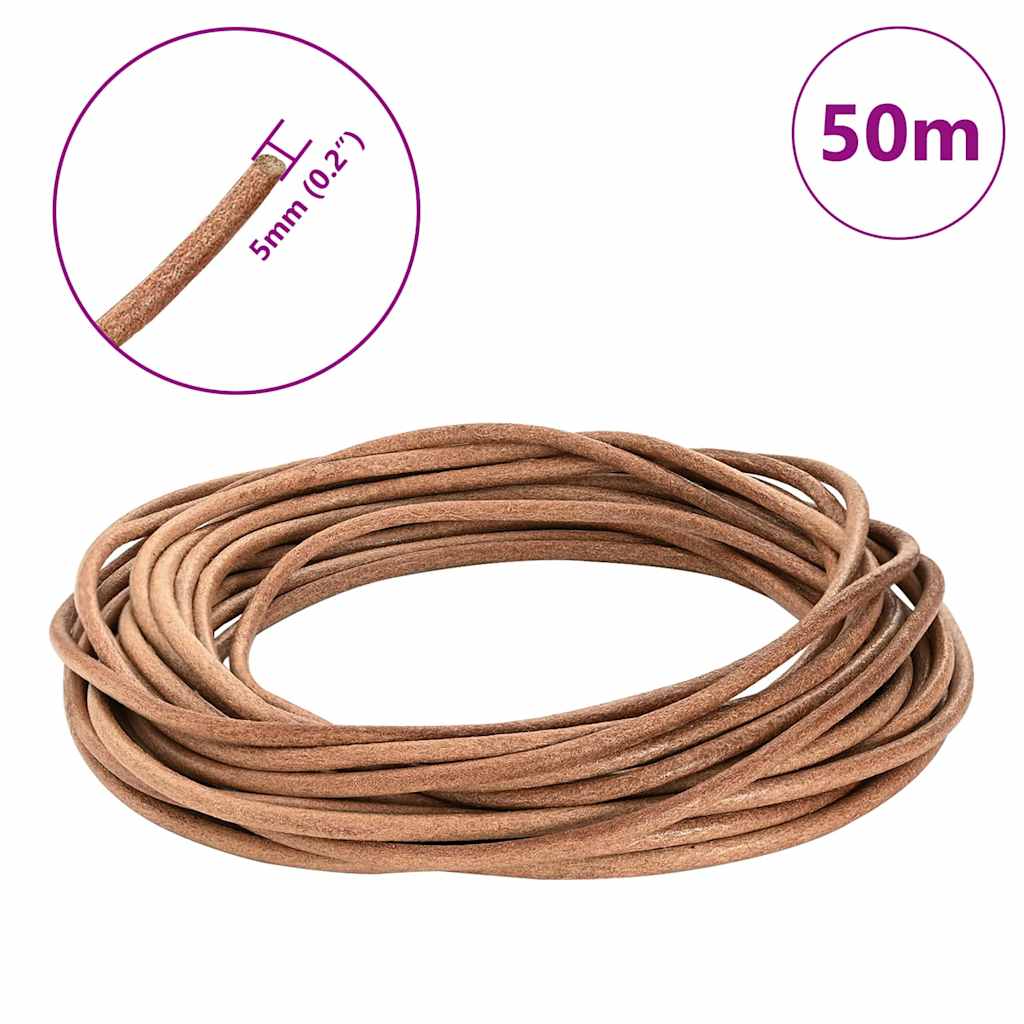 Leather Cord 1 Brown Ø5 mm x 50 m Leather