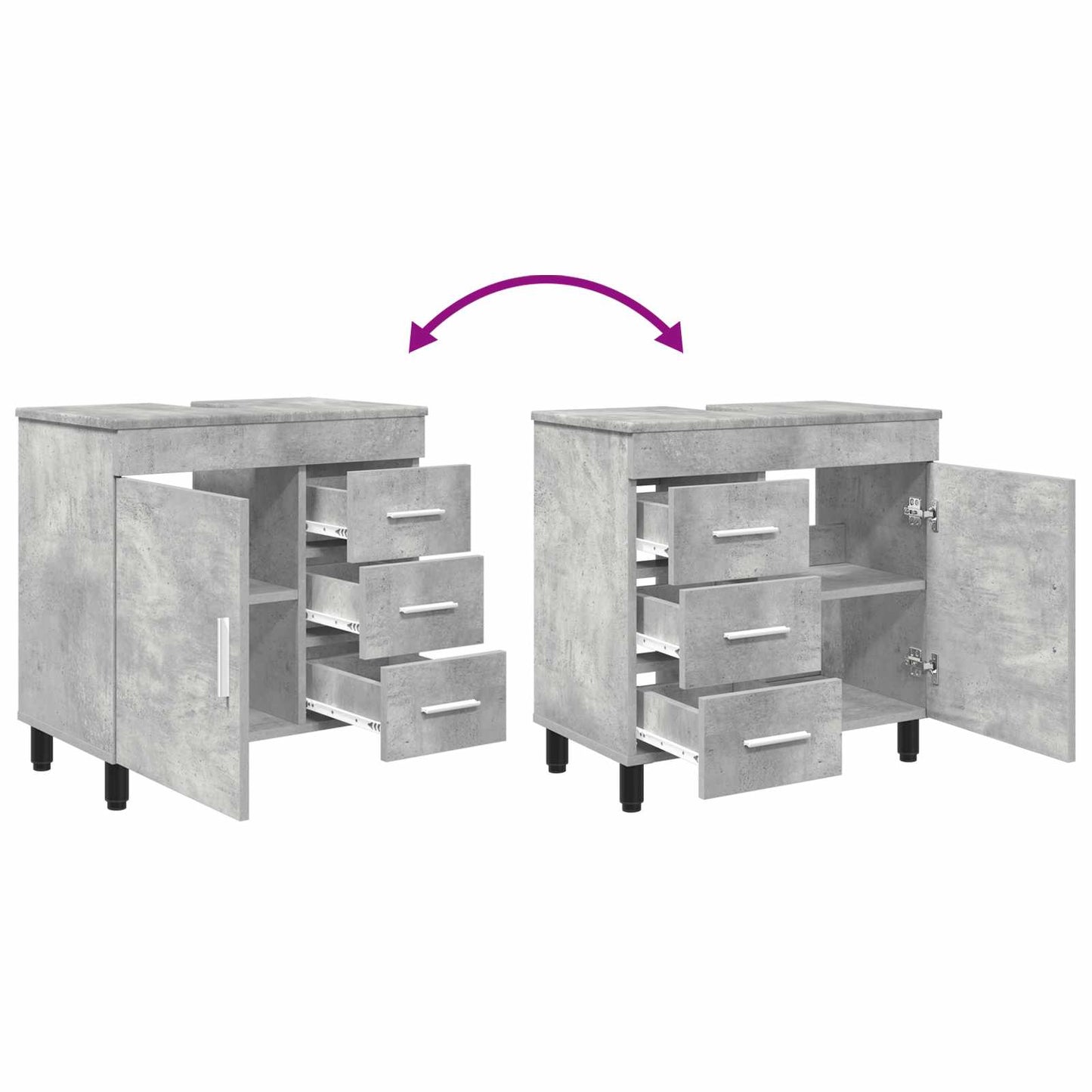 Bathroom Vanity Unit Concrete Grey 60 x 35 x 60 cm