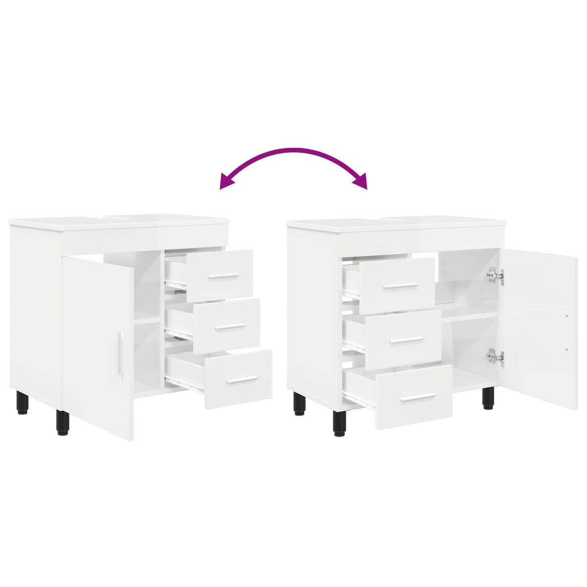 Bathroom Vanity Unit High Gloss White 60 x 35 x 60 cm