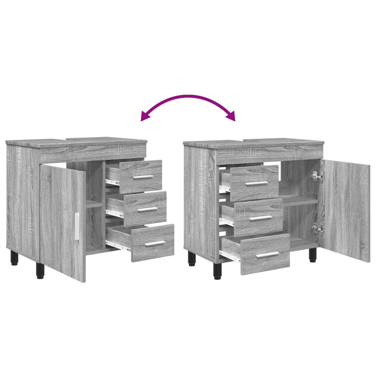 Bathroom Vanity Unit Grey Sonoma 60 x 35 x 60 cm