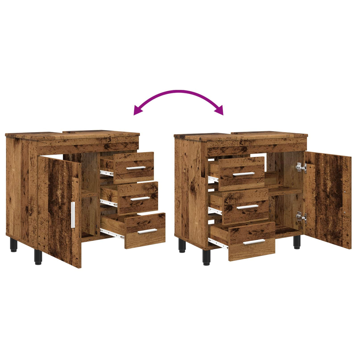 Bathroom Vanity Unit Old Wood 60 x 35 x 60 cm Engineered Wood