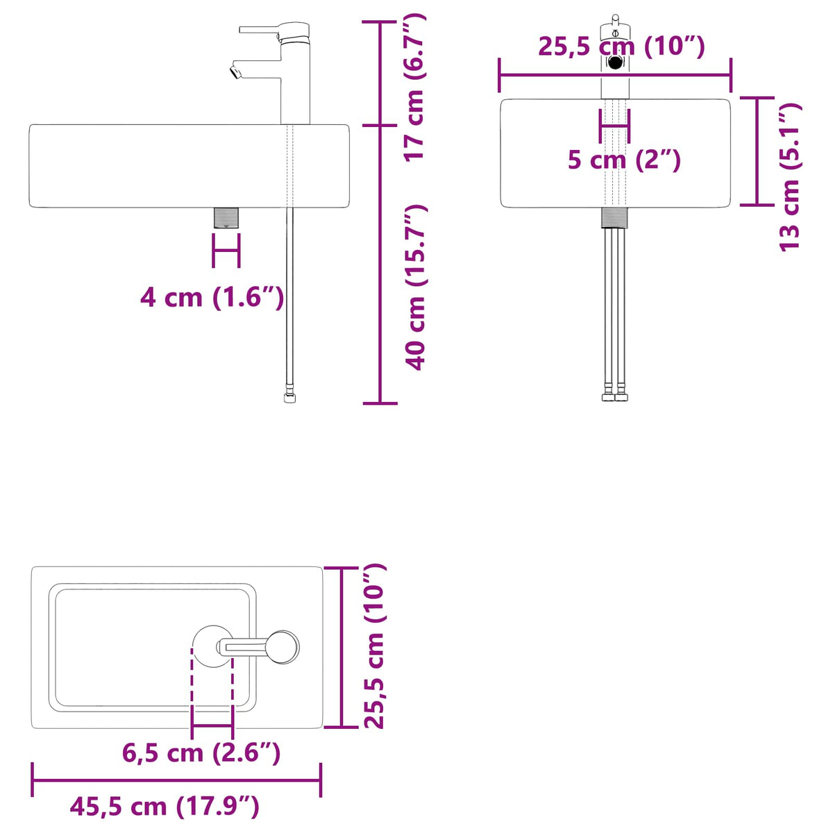 Bathroom Vanity Unit with Tap Sonoma Oak 45.5 x 25.5 x 84 cm