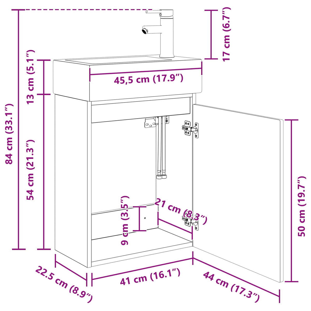 Bathroom Vanity Unit with Tap High Gloss White