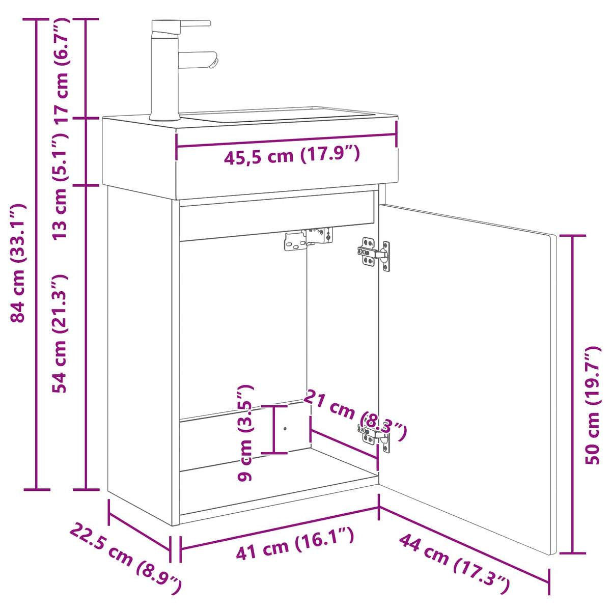 Bathroom Vanity Unit with Tap High Gloss White