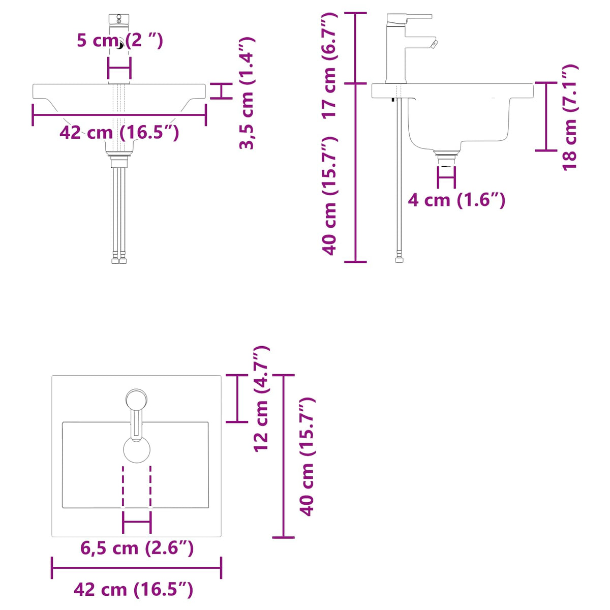 Bathroom Vanity Unit with Tap Concrete Grey 42 x 40 x 74.5 cm