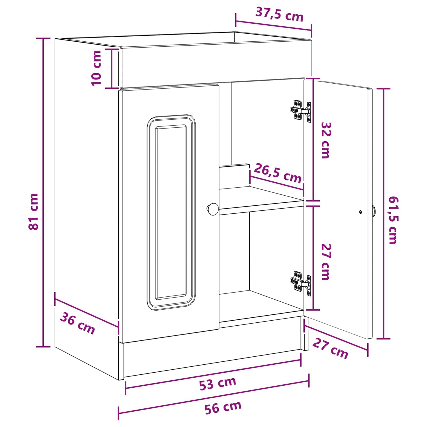Bathroom under Sink Cabinet Sonoma Oak 56 x 37.5 x 81 cm