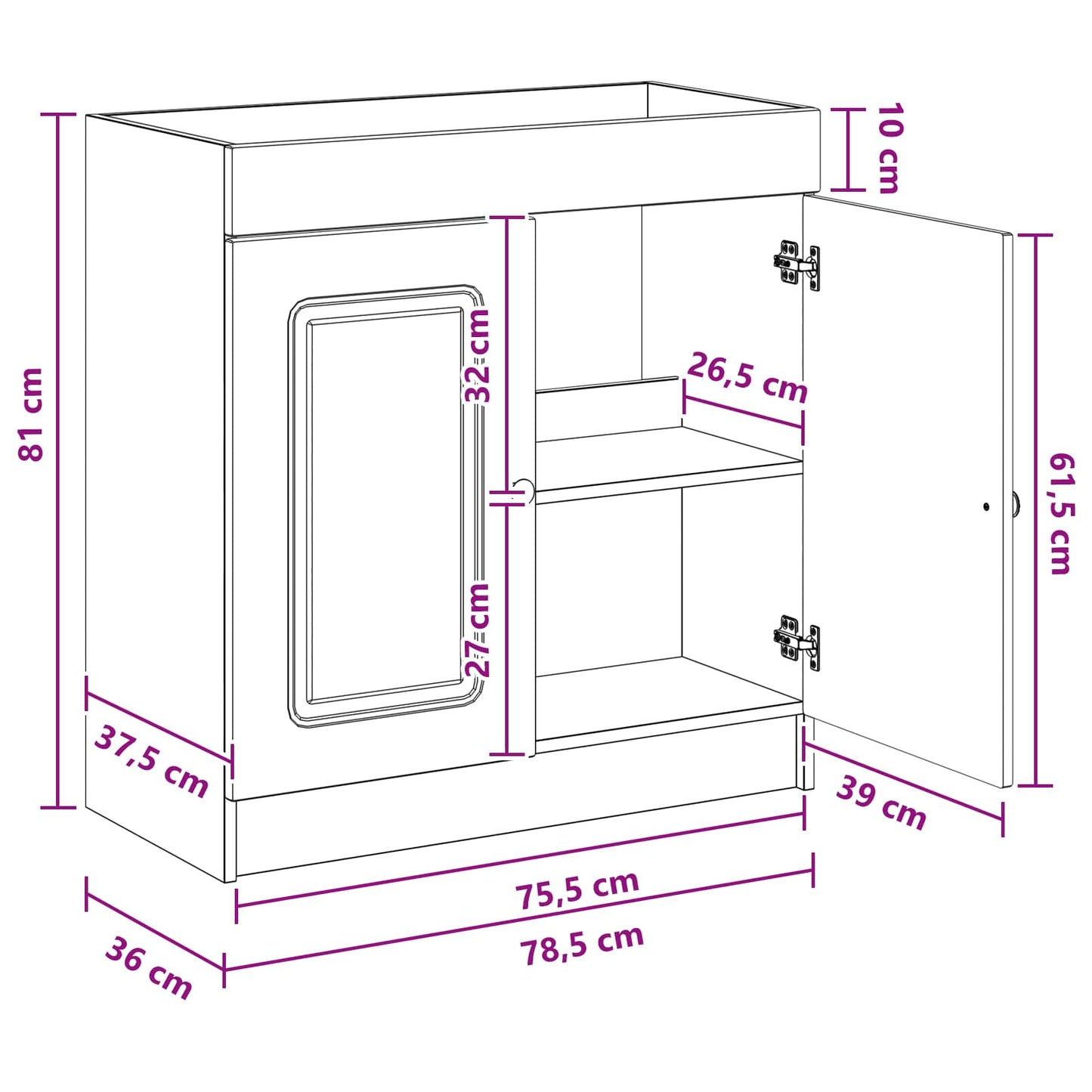 Bathroom under Sink Cabinet Old Wood 78.5 x 37.5 x 81 cm