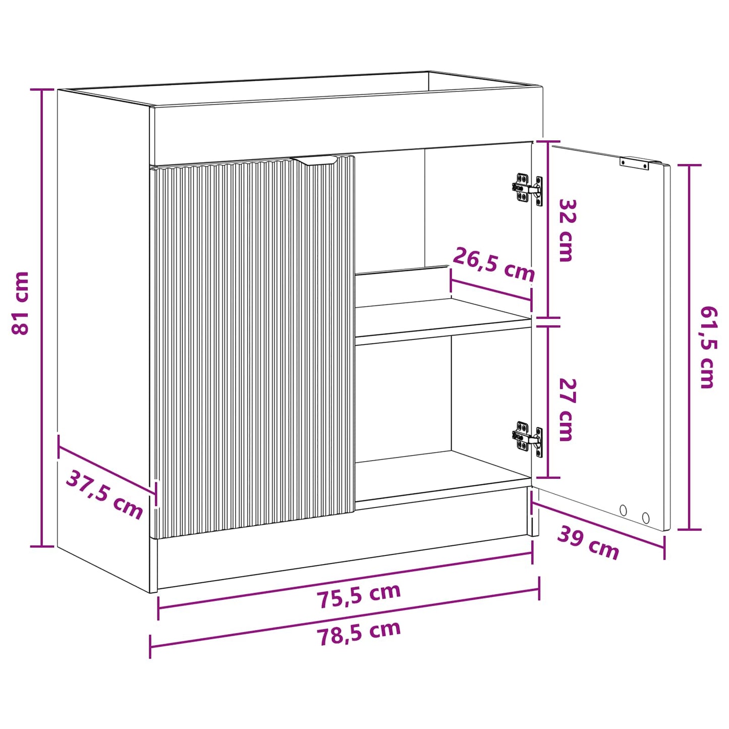 Bathroom under Sink Cabinet Concrete Grey 78.5 x 37.5 x 81 cm