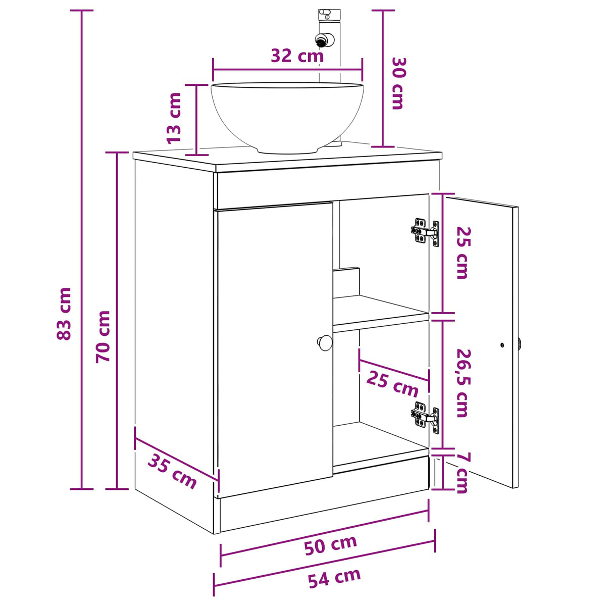 Bathroom Vanity with Sink White 54 x 35 x 83 cm Engineered Wood