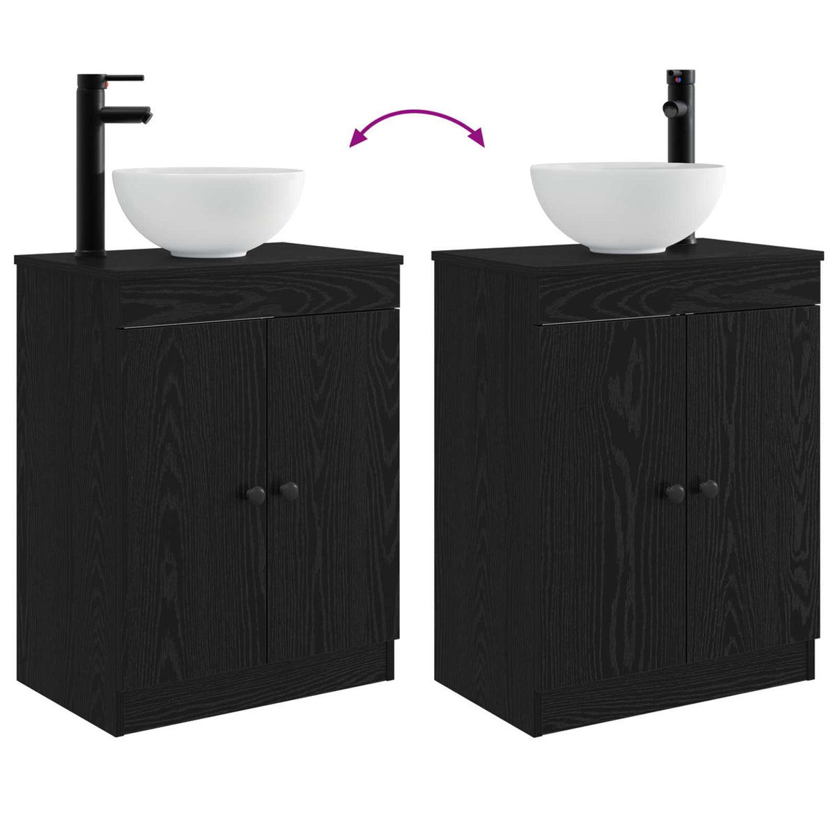 Bathroom Vanity with Sink Black 54 x 35 x 83 cm Engineered Wood