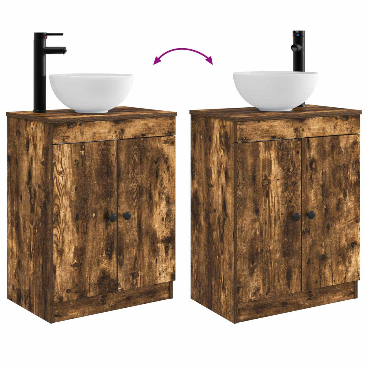 Bathroom Vanity with Sink Smoked Oak 54 x 35 x 83 cm