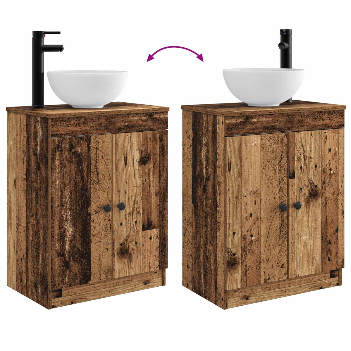 Bathroom Vanity with Sink Old Wood 54 x 35 x 83 cm