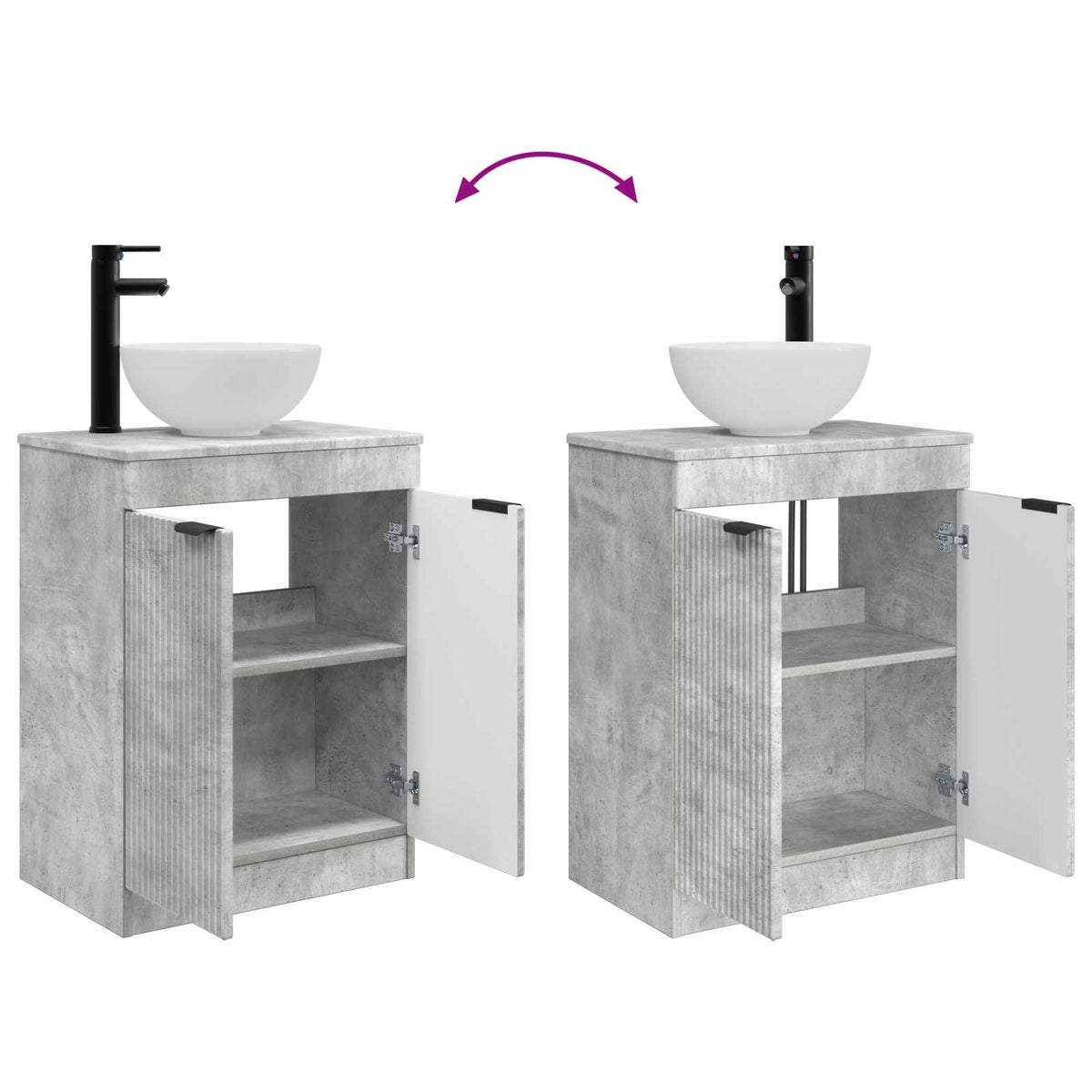 Bathroom Vanity with Sink Concrete Grey 54 x 35 x 83 cm