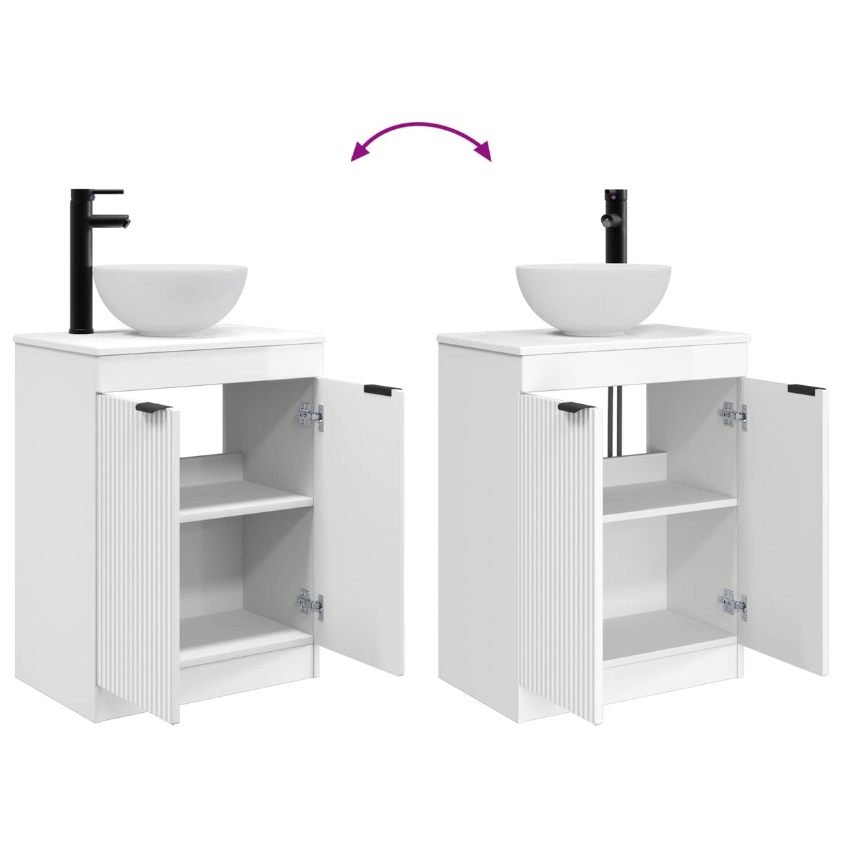 Bathroom Vanity with Sink High Gloss White 54 x 35 x 83 cm