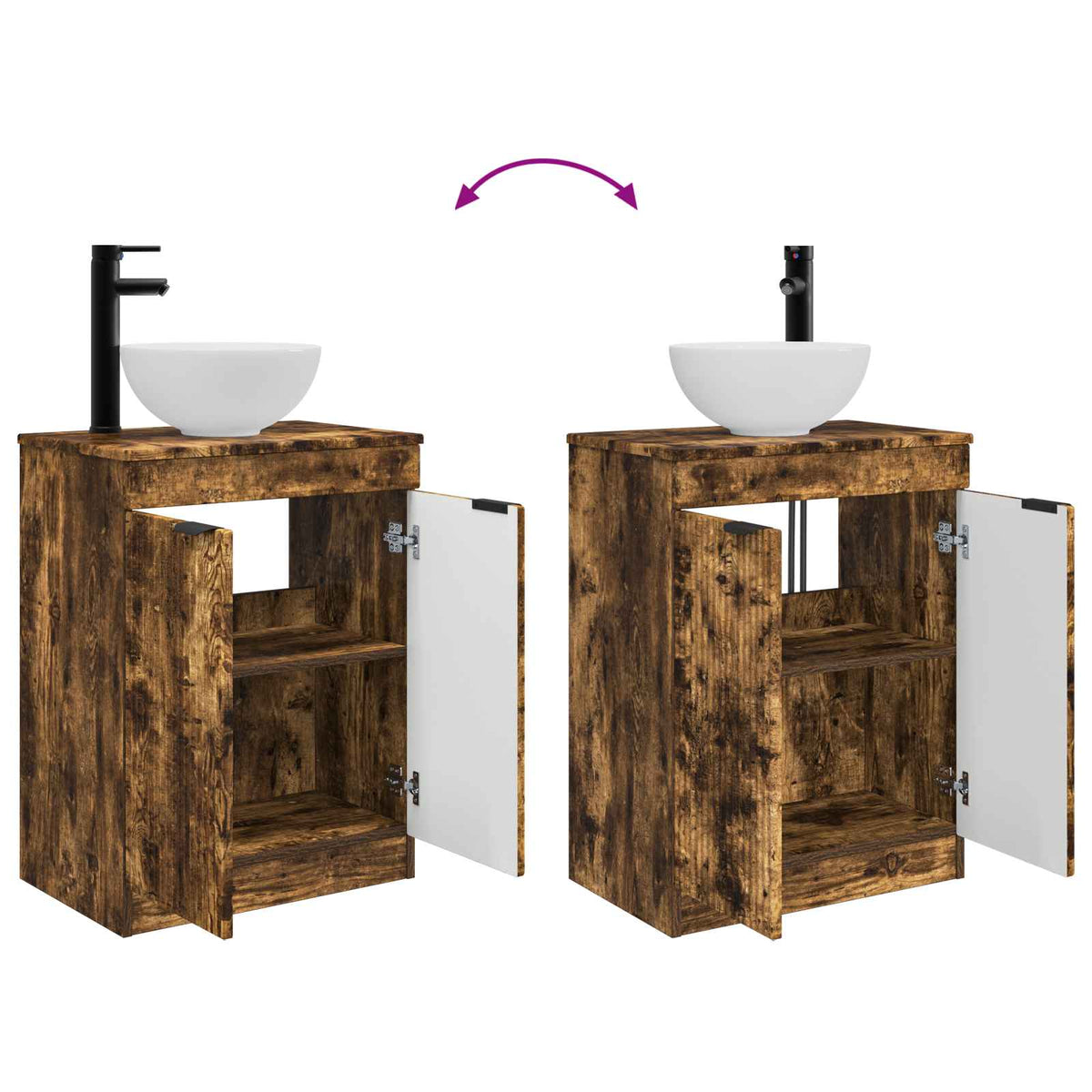 Bathroom Vanity with Sink Smoked Oak 54 x 35 x 83 cm