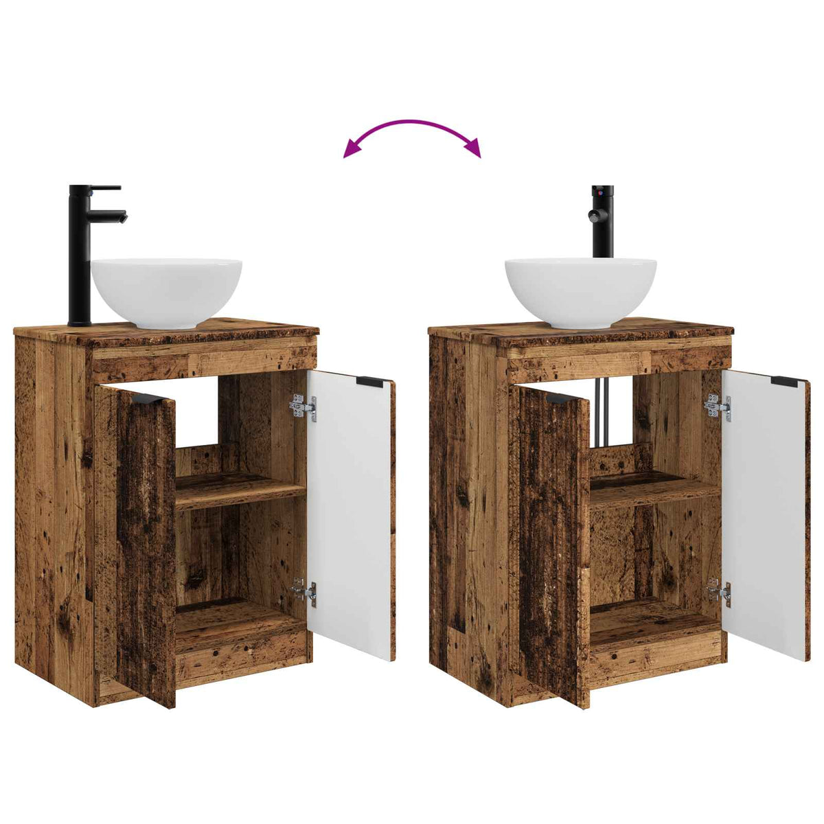 Bathroom Vanity with Sink Old Wood 54 x 35 x 83 cm