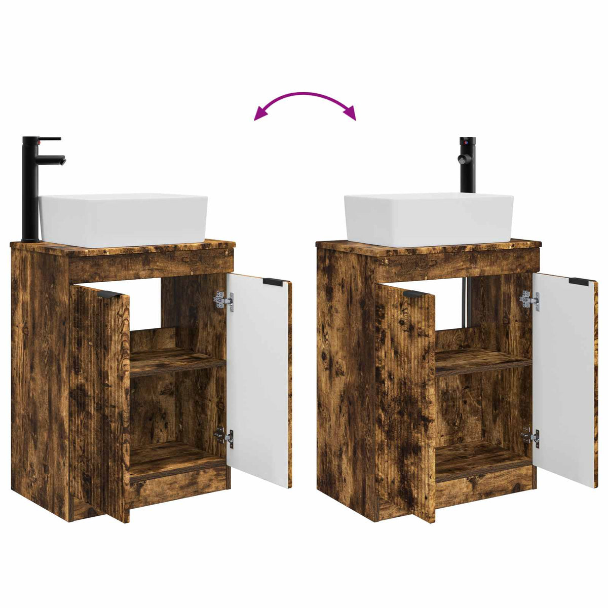 Bathroom Vanity with Sink Smoked Oak 54 x 35 x 83 cm