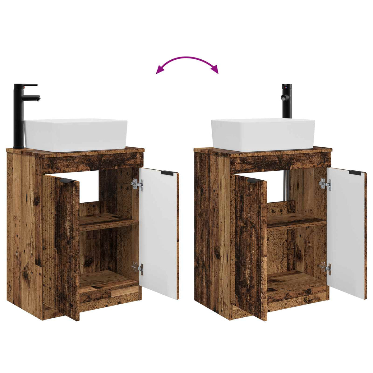 Bathroom Vanity with Sink Old Wood 54 x 35 x 83 cm