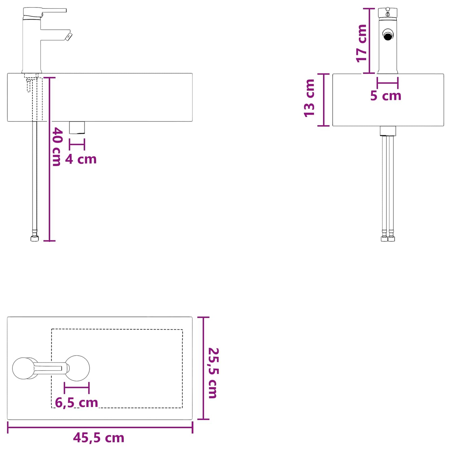 Bathroom Sink with Faucet and Drain Matte Black