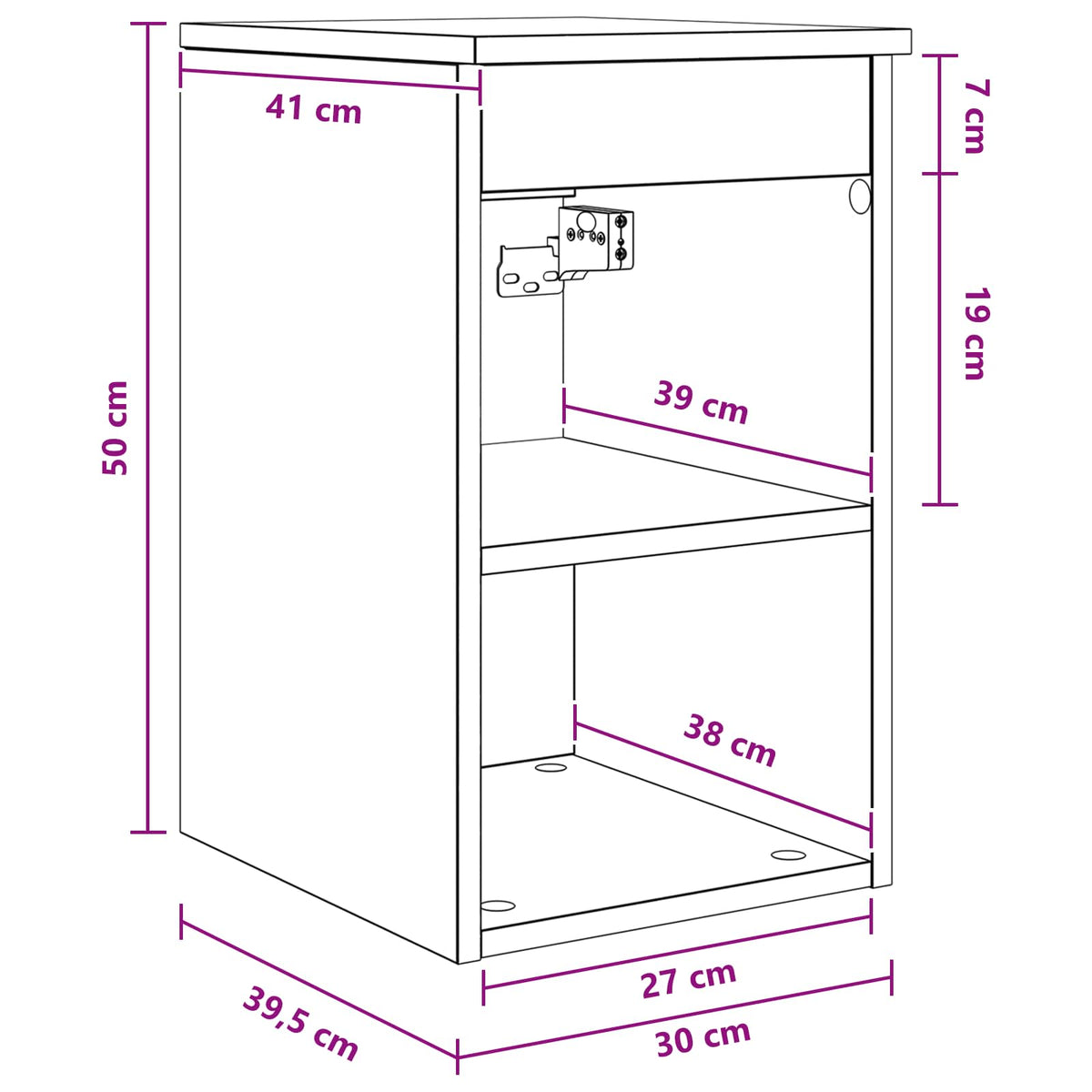 Bathroom Cabinet In-between Old Wood 30 x 35 x 50 cm