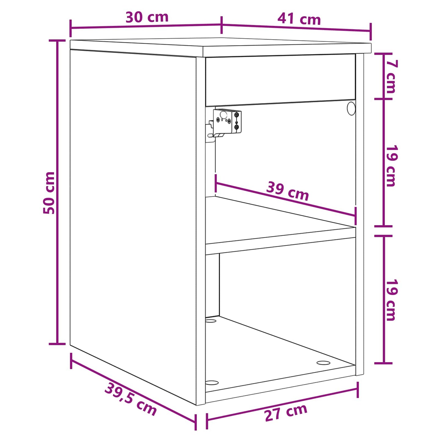 Bathroom Cabinet In-between Smoked Oak 30 x 41 x 50 cm