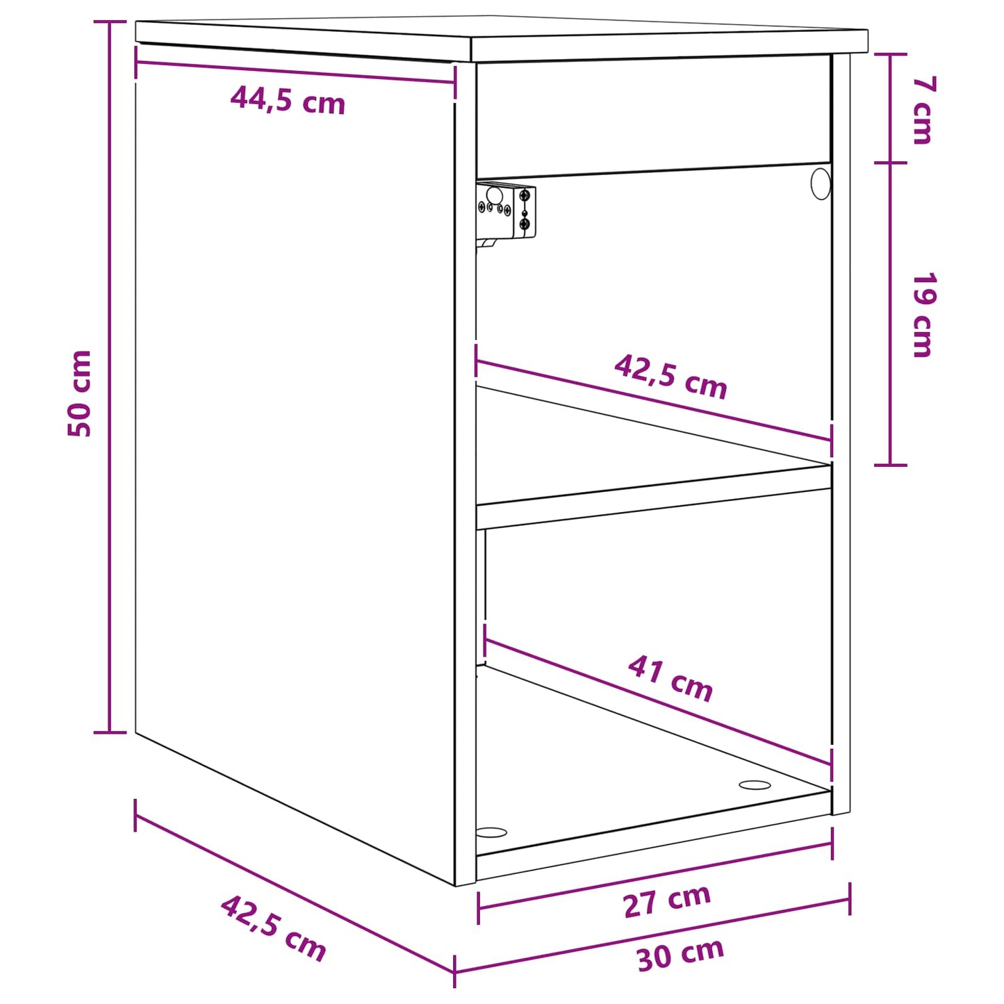 Bathroom Cabinet In-between Sonoma Oak 30 x 44.5 x 50 cm