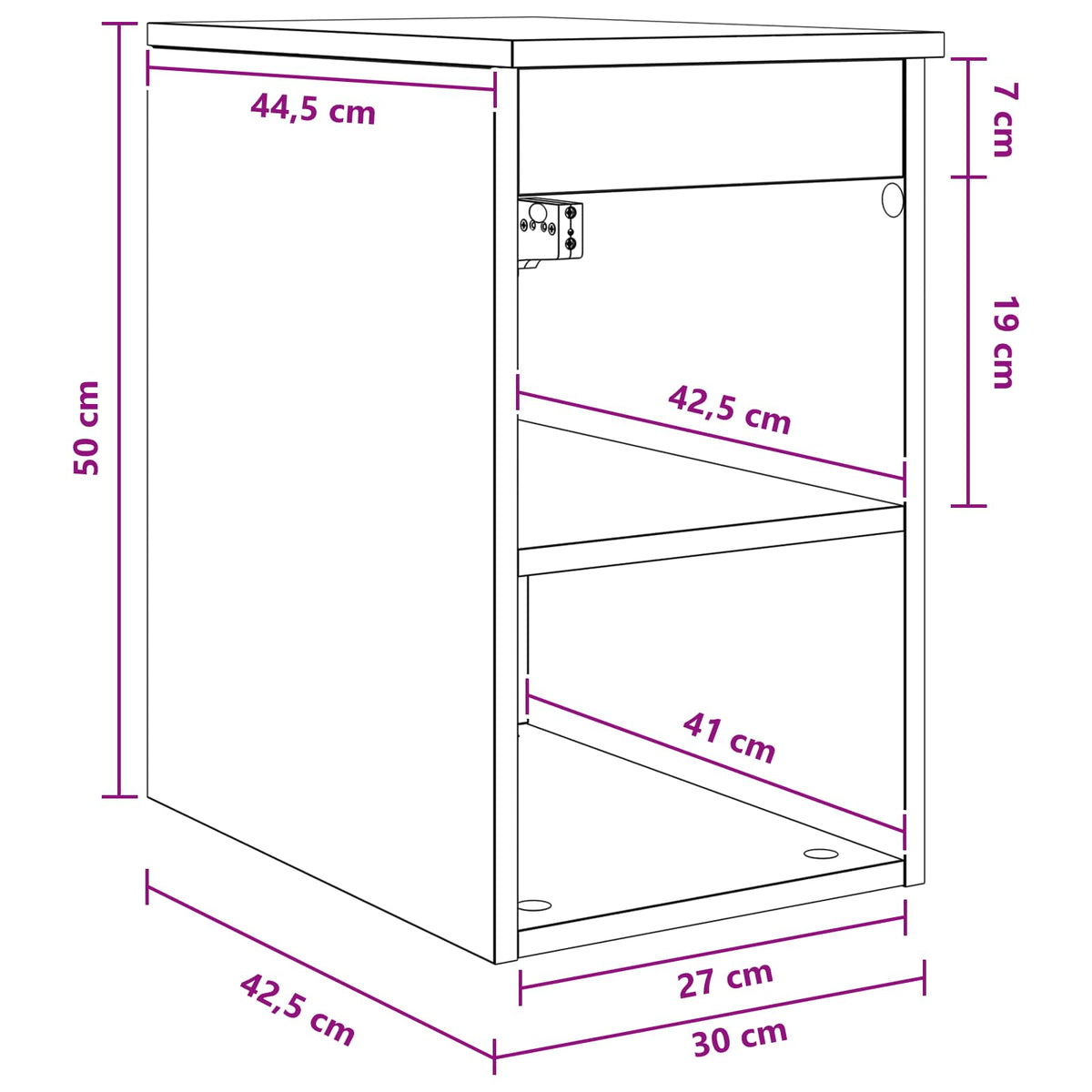 Bathroom Cabinet In-between Smoked Oak 30 x 44.5 x 50 cm