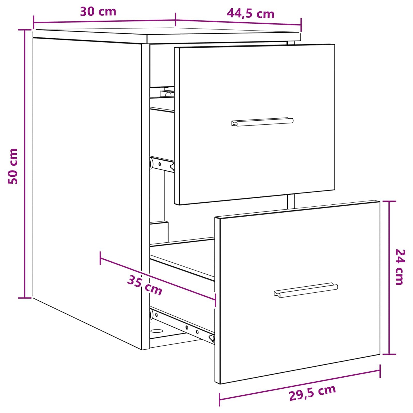 Bathroom Cabinet In-between Black Oak 30 x 44.5 x 50 cm