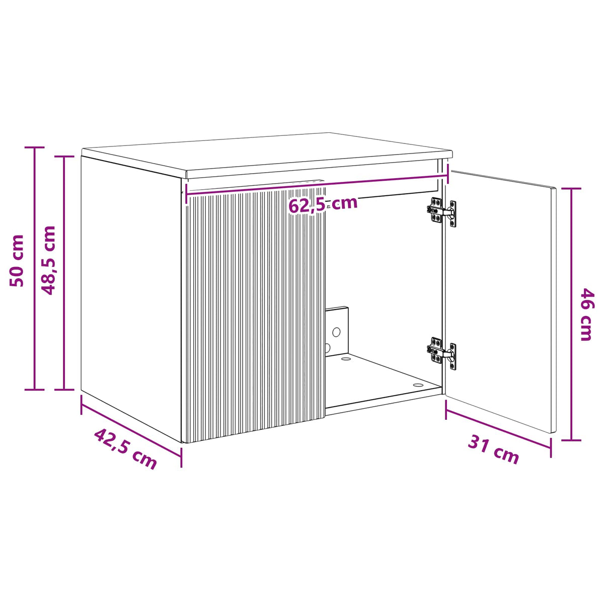 Wall-mounted Bathroom Cabinet Smoked Oak 62.5 x 44.5 x 50 cm