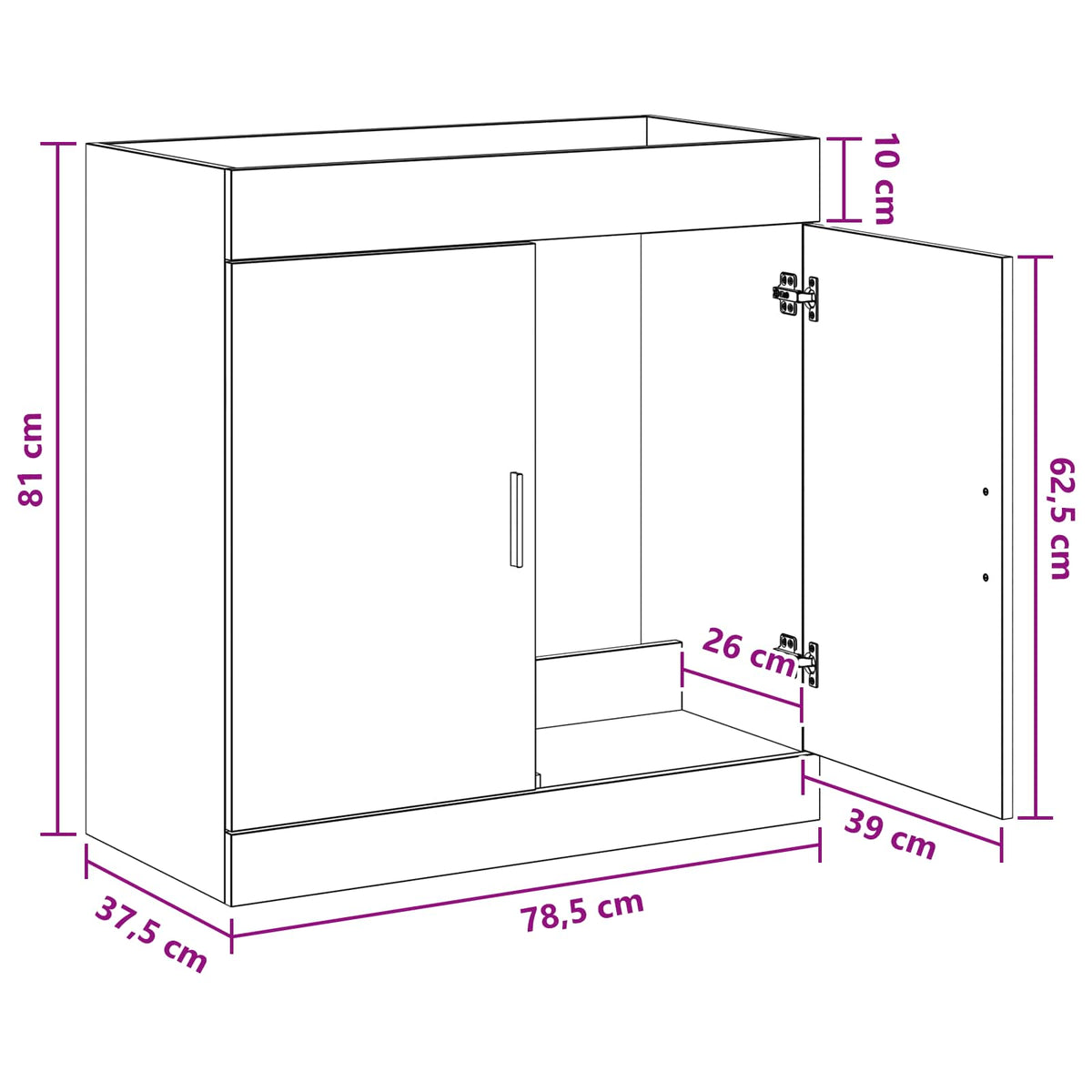 Bathroom Under Sink Cabinet Artisan Oak 78.5 x 37.5 x 81 cm
