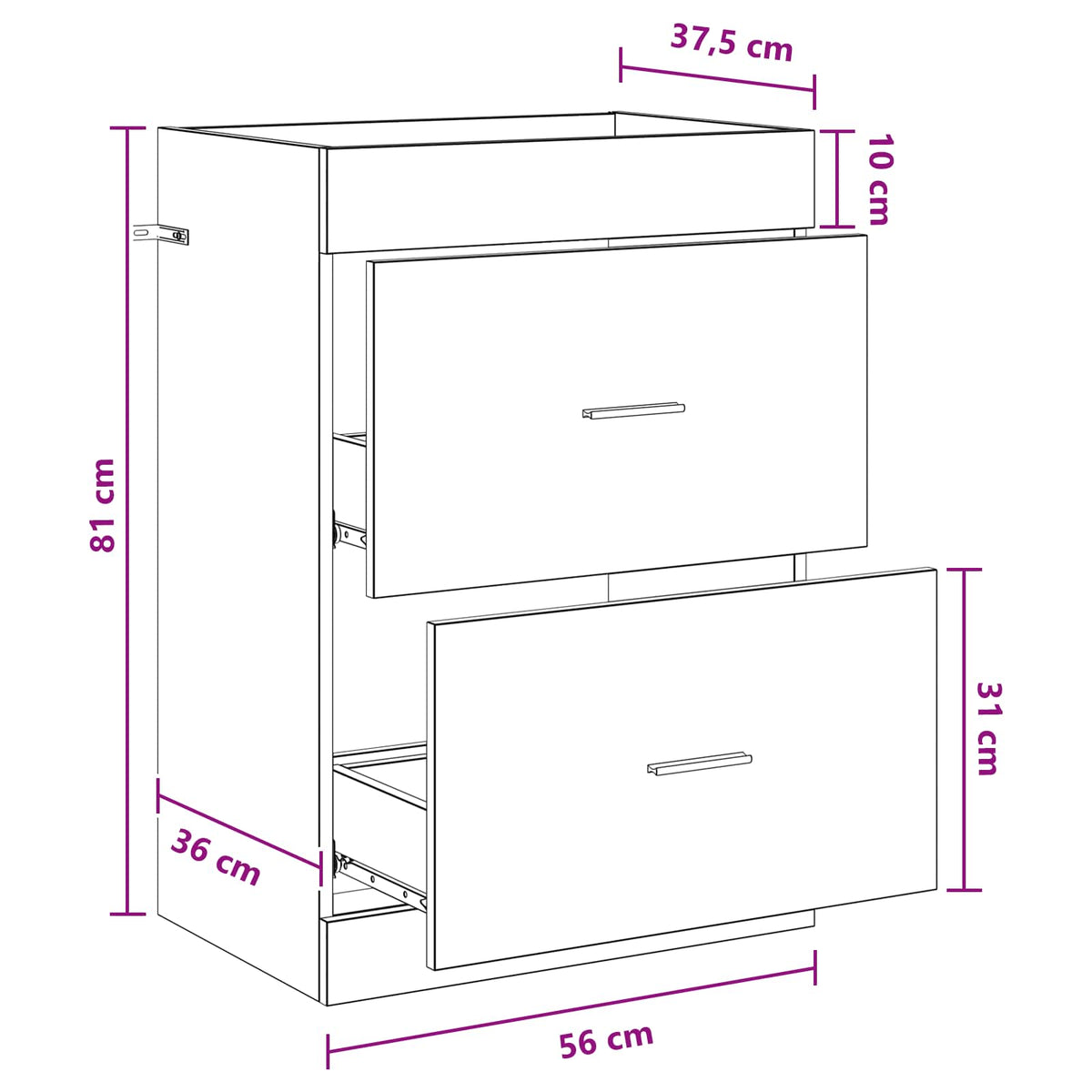 Bathroom Under Sink Cabinet Grey Sonoma 56 x 37.5 x 81 cm