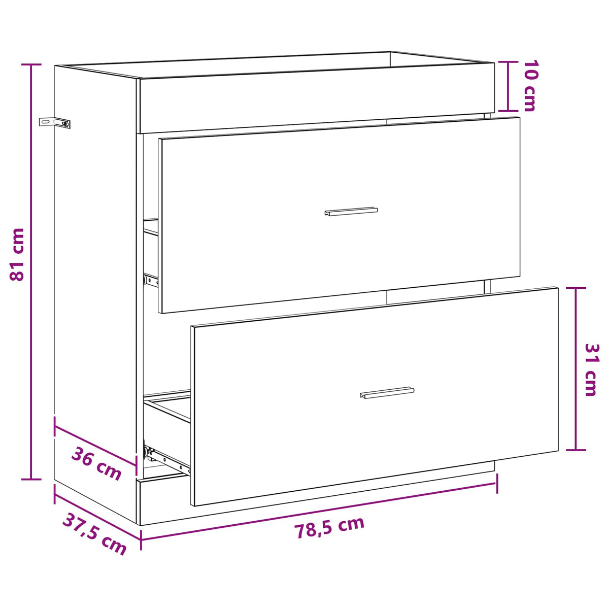 Bathroom Under Sink Cabinet Smoked Oak 78.5 x 37.5 x 81 cm