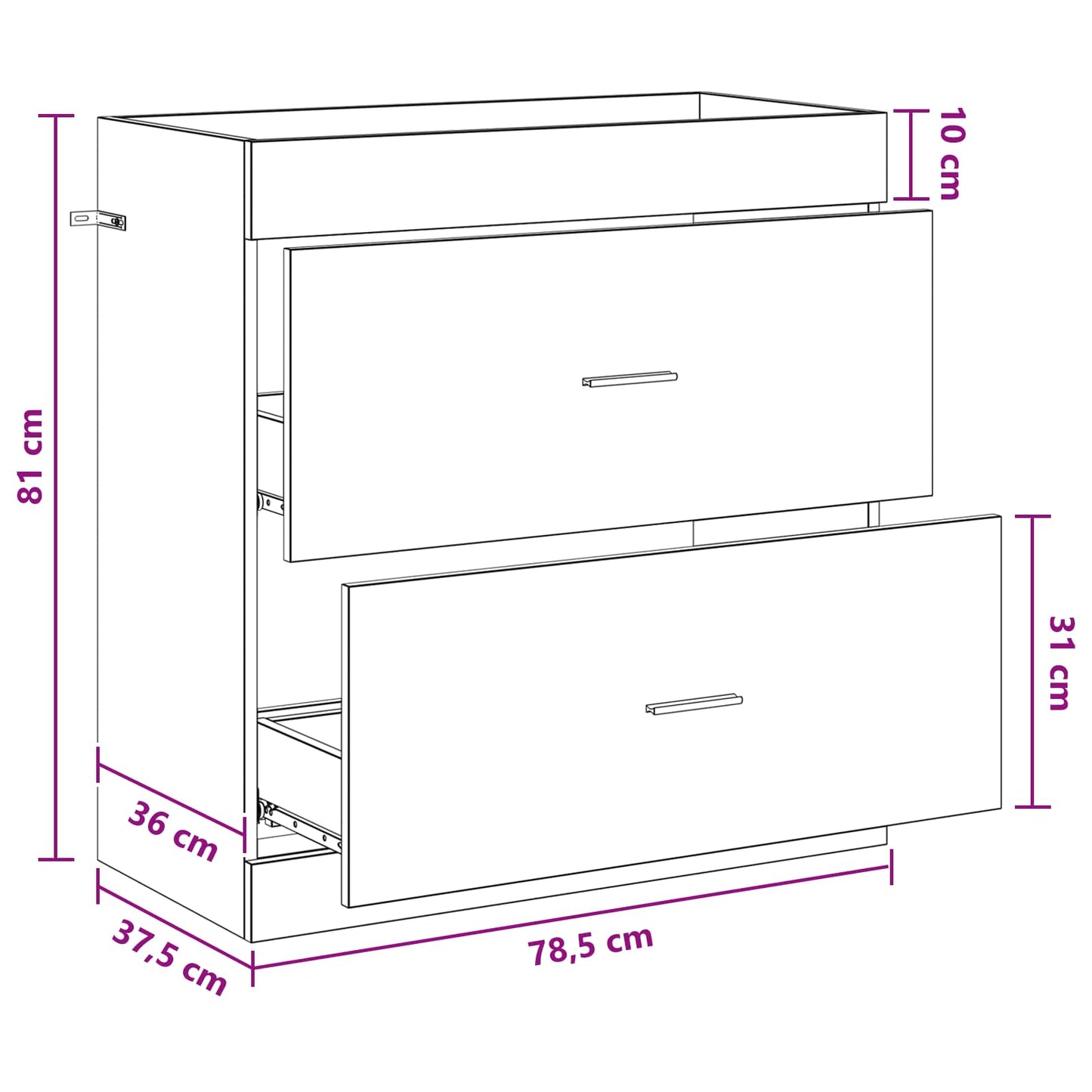 Bathroom Under Sink Cabinet Grey Sonoma 78.5 x 37.5 x 81 cm