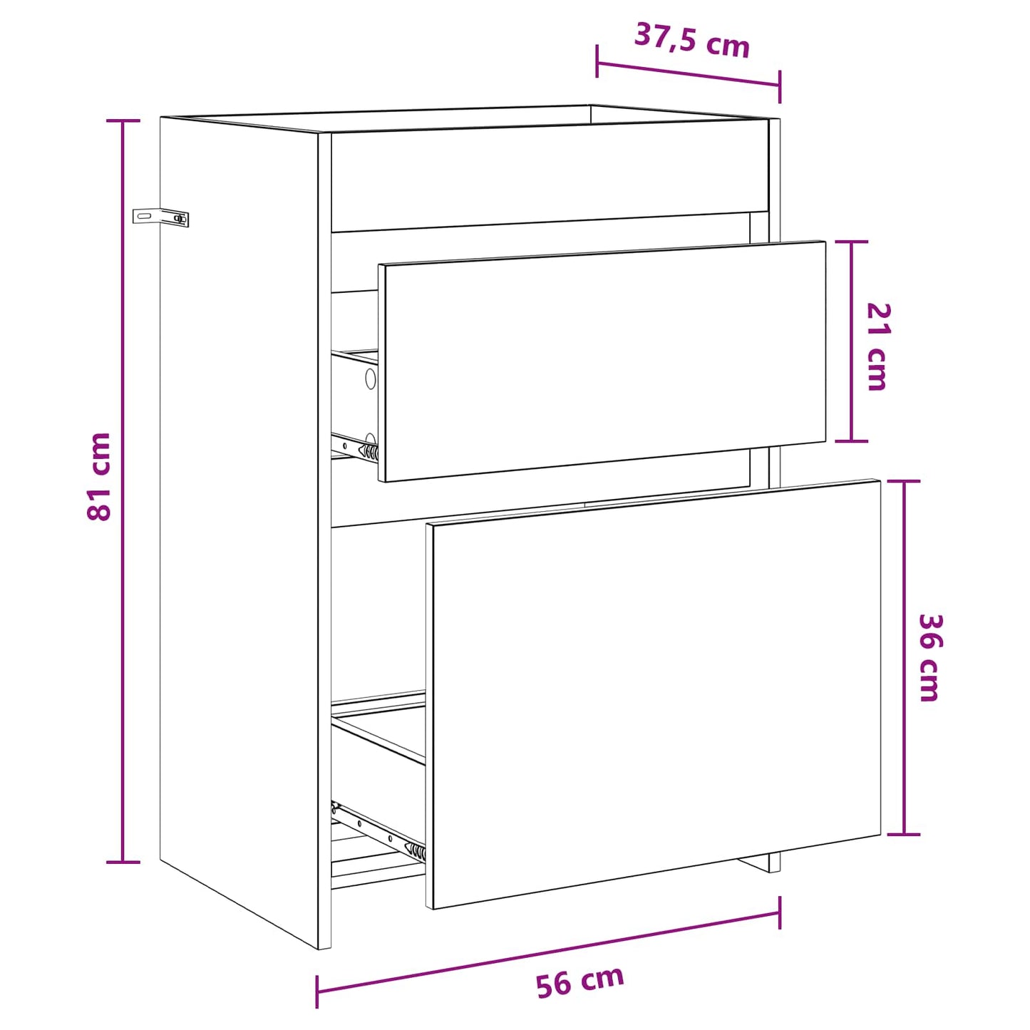 Bathroom Under Sink Cabinet Black Oak 56 x 37.5 x 81 cm