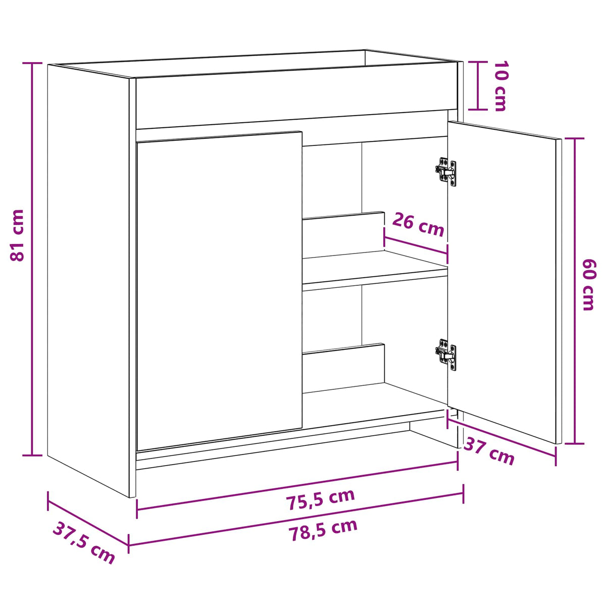 Bathroom Under Sink Cabinet Grey Sonoma 78.5 x 37.5 x 81 cm
