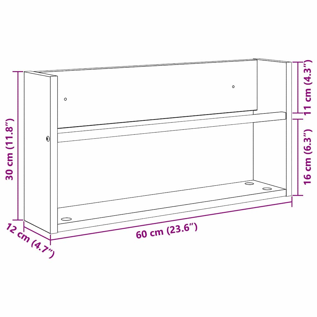 Magazine Rack Smoked Oak 60 x 12 x 30 cm Engineered Wood