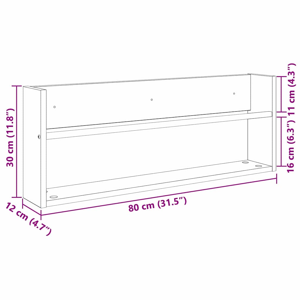 Magazine Rack 2 pcs Grey Sonoma 80 x 12 x 30 cm Engineered Wood