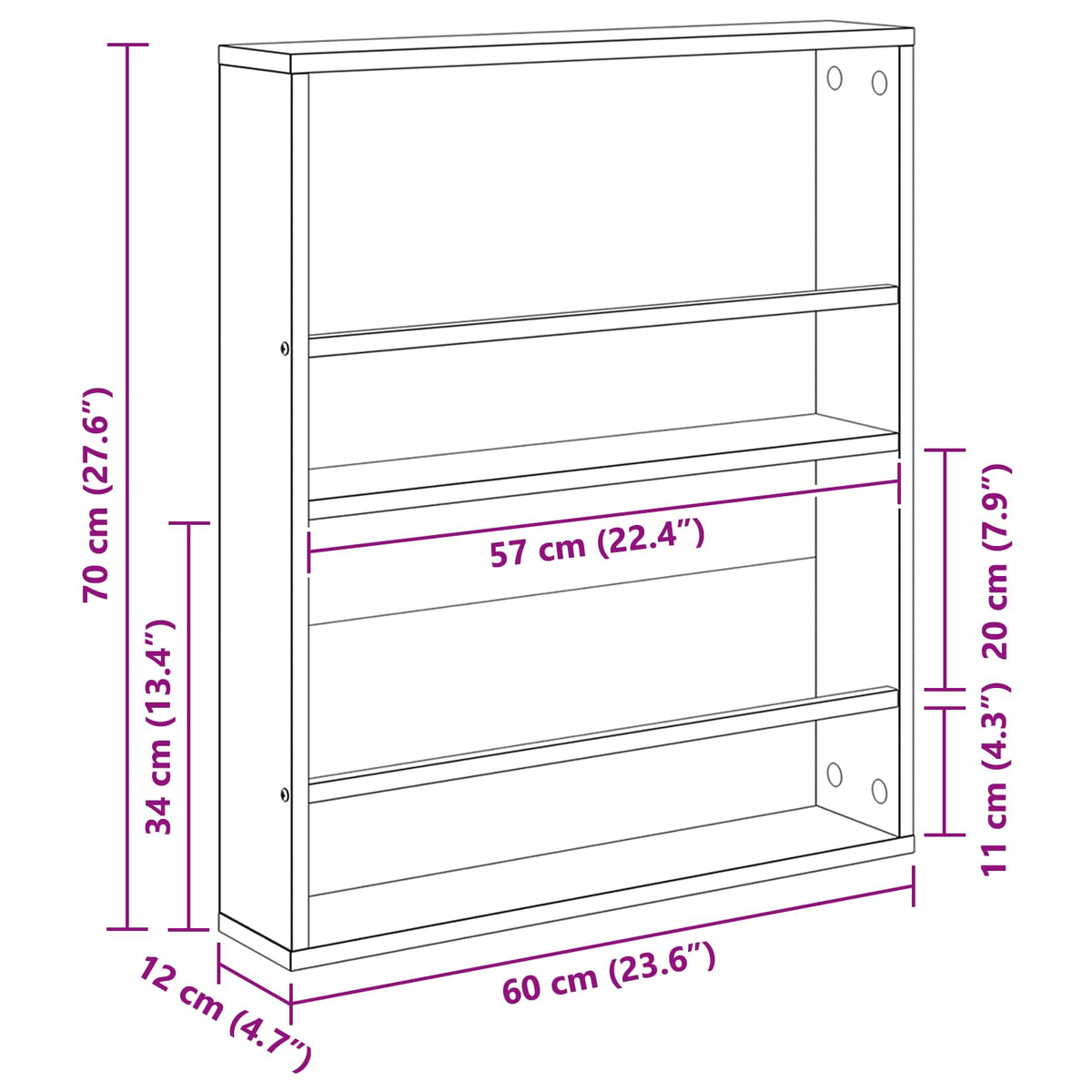 Magazine Rack 2 pcs Sonoma Oak 60 x 12 x 70 cm Engineered Wood
