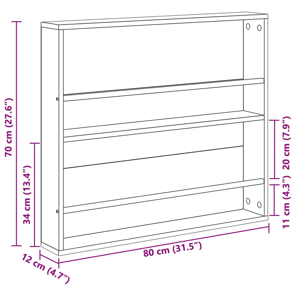 Magazine Rack Grey Sonoma 80 x 12 x 70 cm Engineered Wood