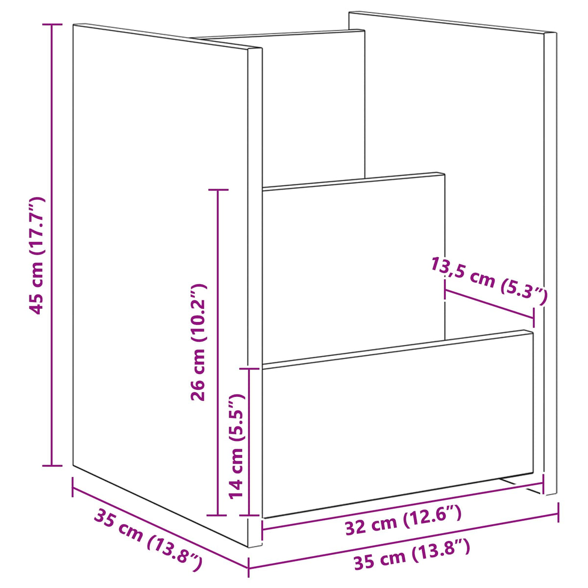 Magazine Rack with Shelf White 35 x 35 x 45 cm Engineered Wood