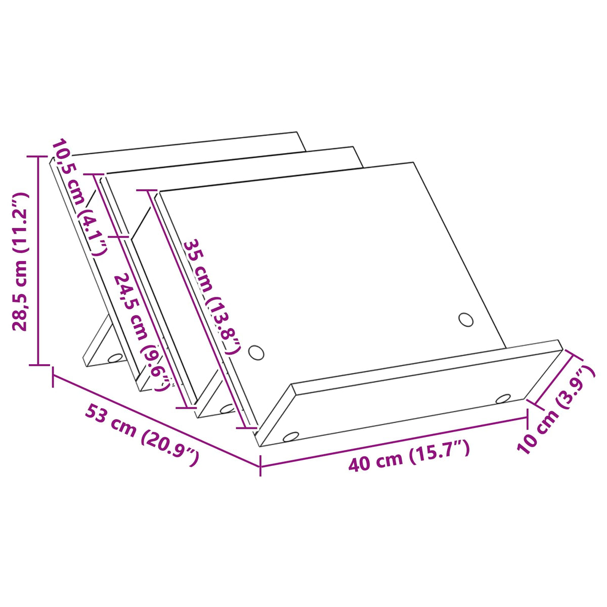 Magazine Rack Concerte Grey 53 x 40 x 28.5 cm Engineered Wood