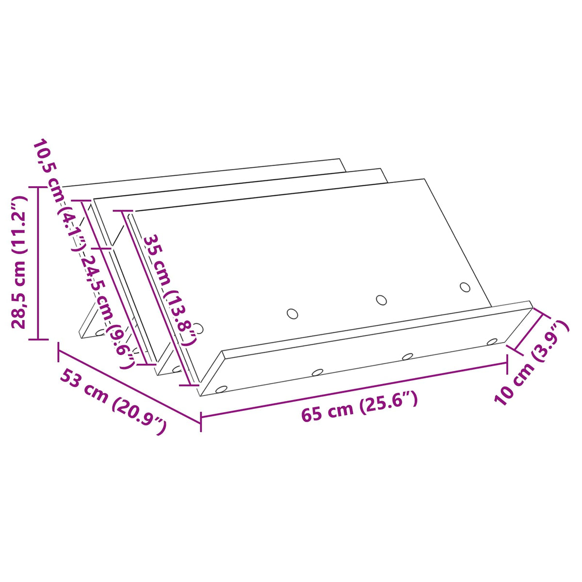 Magazine Rack Concerte Grey 65 x 53 x 28.5 cm Engineered Wood