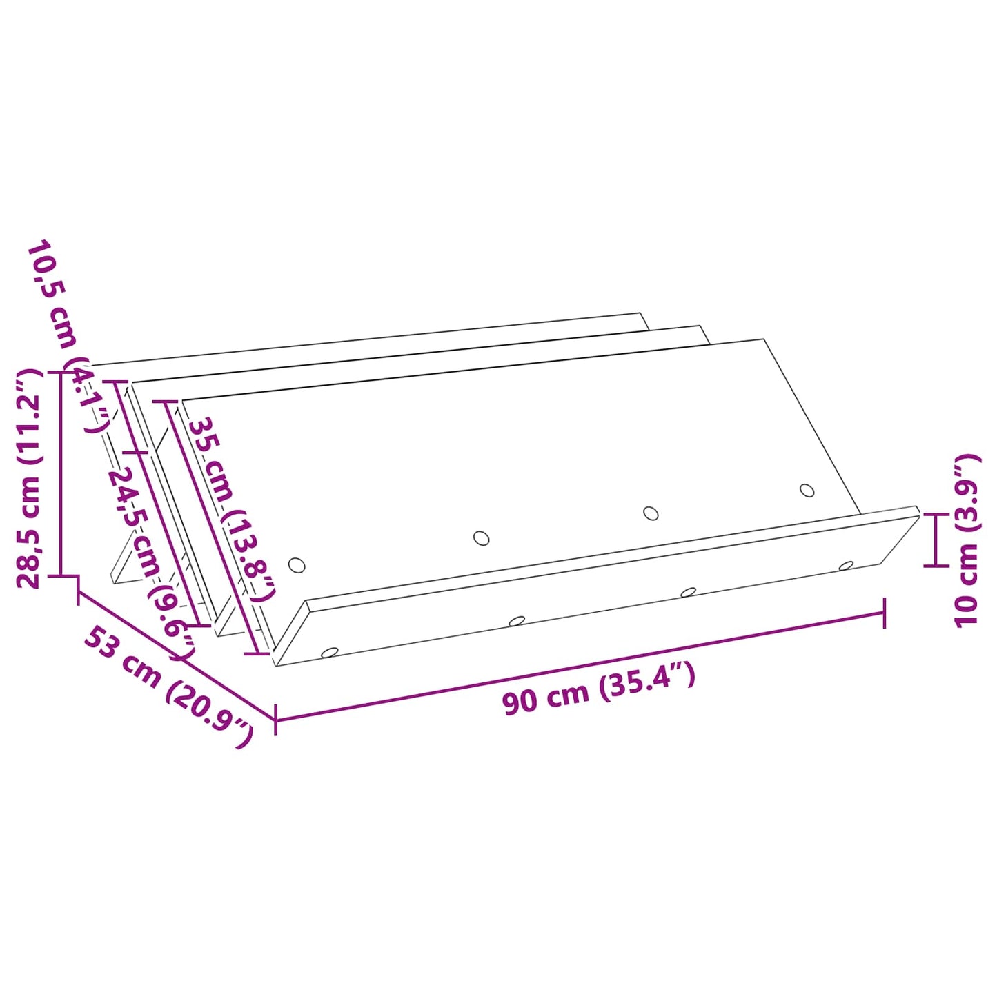 Magazine Rack Sonoma Oak 90 x 53 x 28.5 cm Engineered Wood