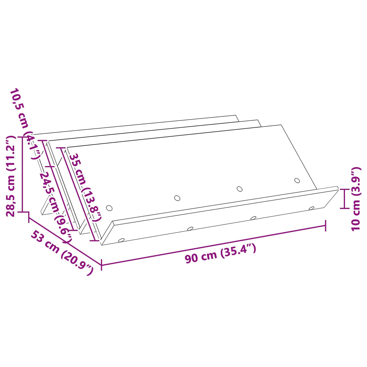 Magazine Rack Concerte Grey 90 x 53 x 28.5 cm Engineered Wood