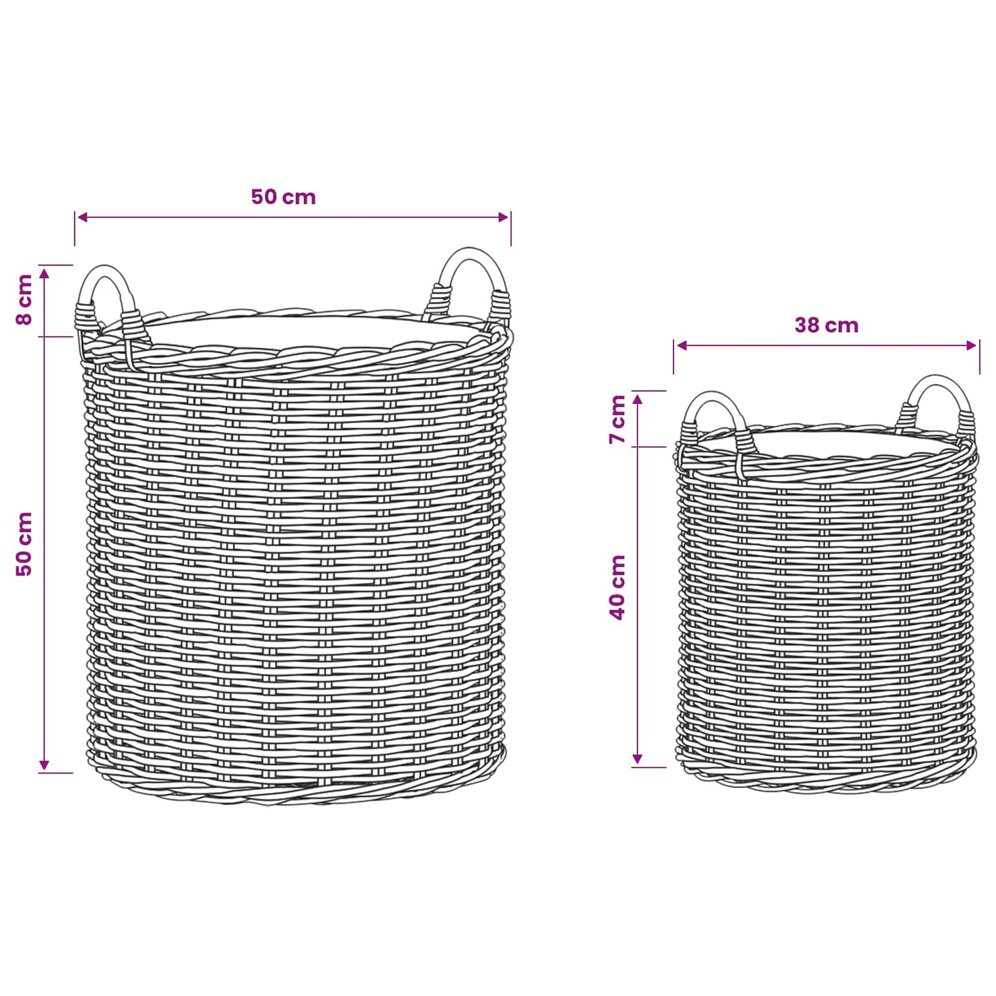 Planter Basket GENDT 2 pcs Natural Grey Kubu Rattan