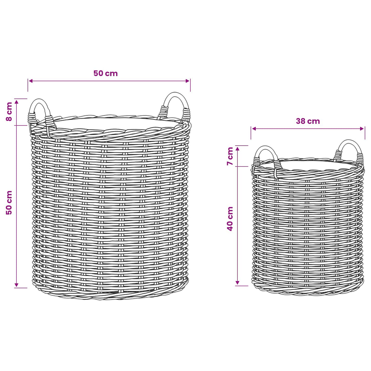 Planter Basket GENDT 2 pcs Natural Brown Kubu Rattan