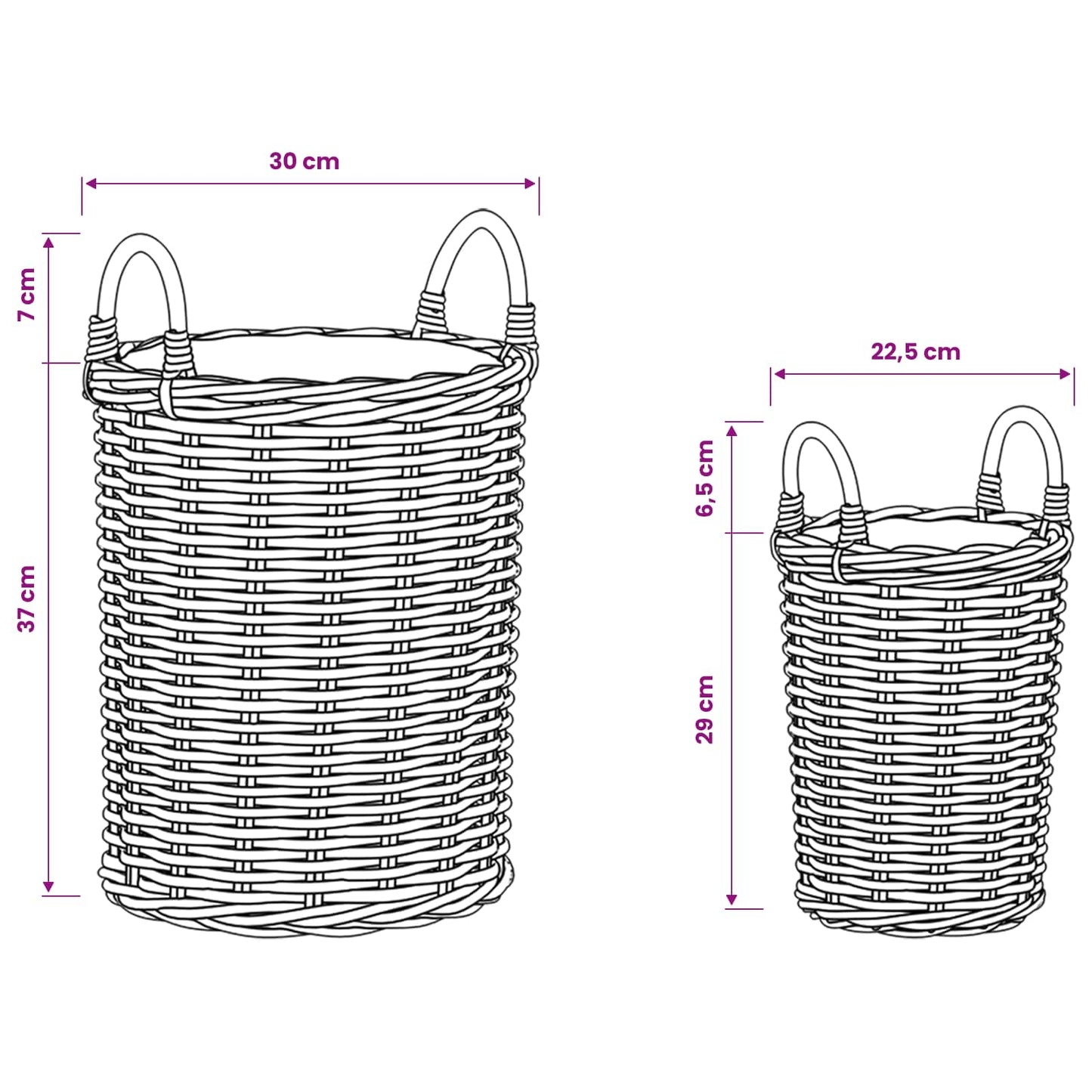 Planter Basket GENDT 2 pcs Natural Grey Kubu Rattan